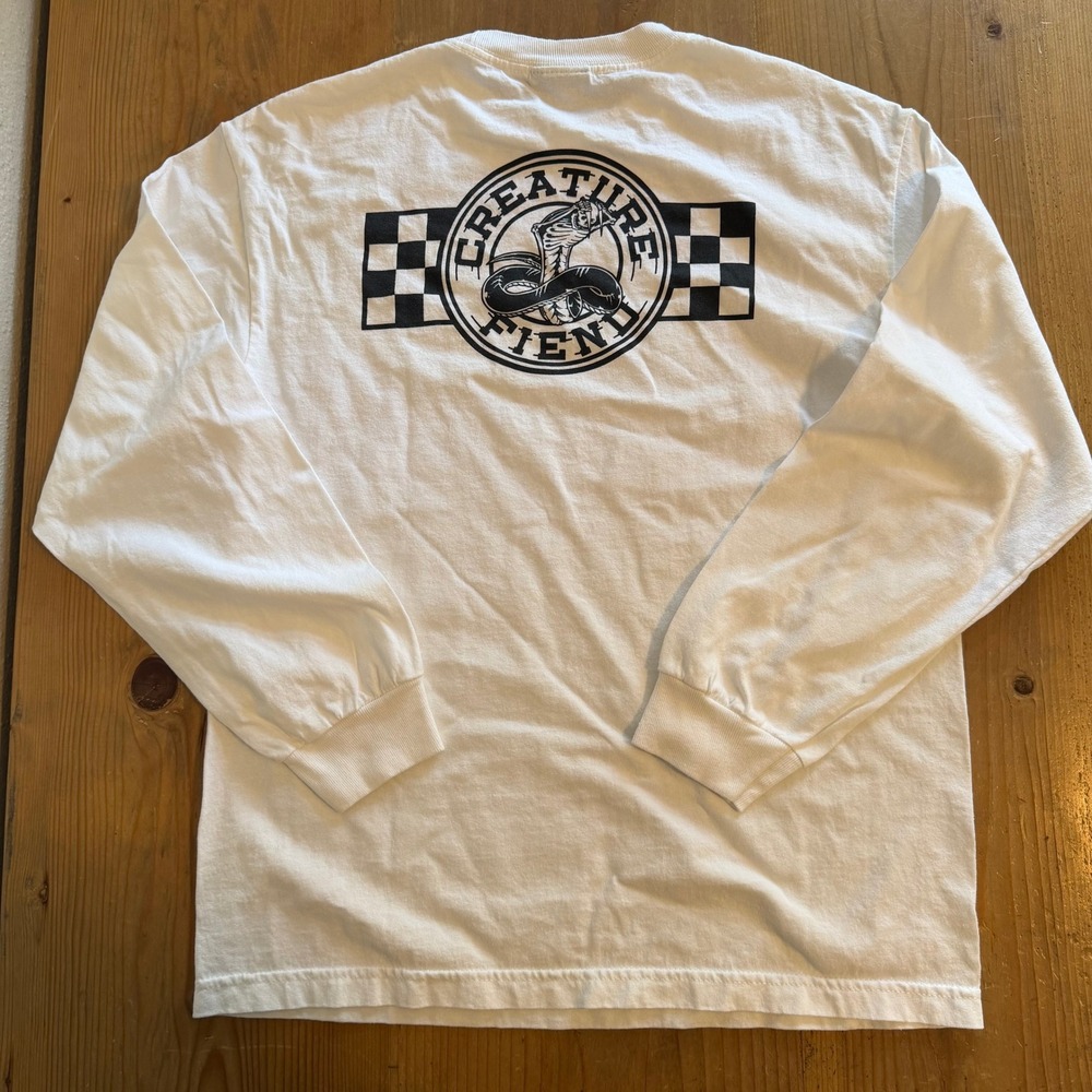 Creature Skateboards Fiend Cobra Long Sleeve Shirt White Mens Medium Skater Tee